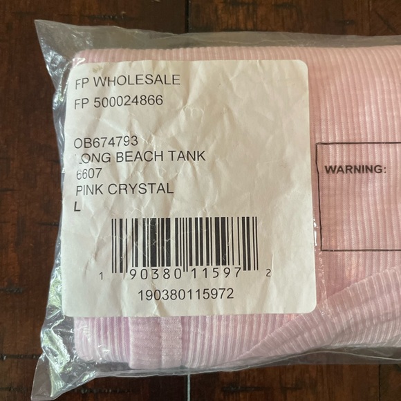 Free People Pink Crystal Long Beach Tank SZ L- NRFP - Picture 4 of 5